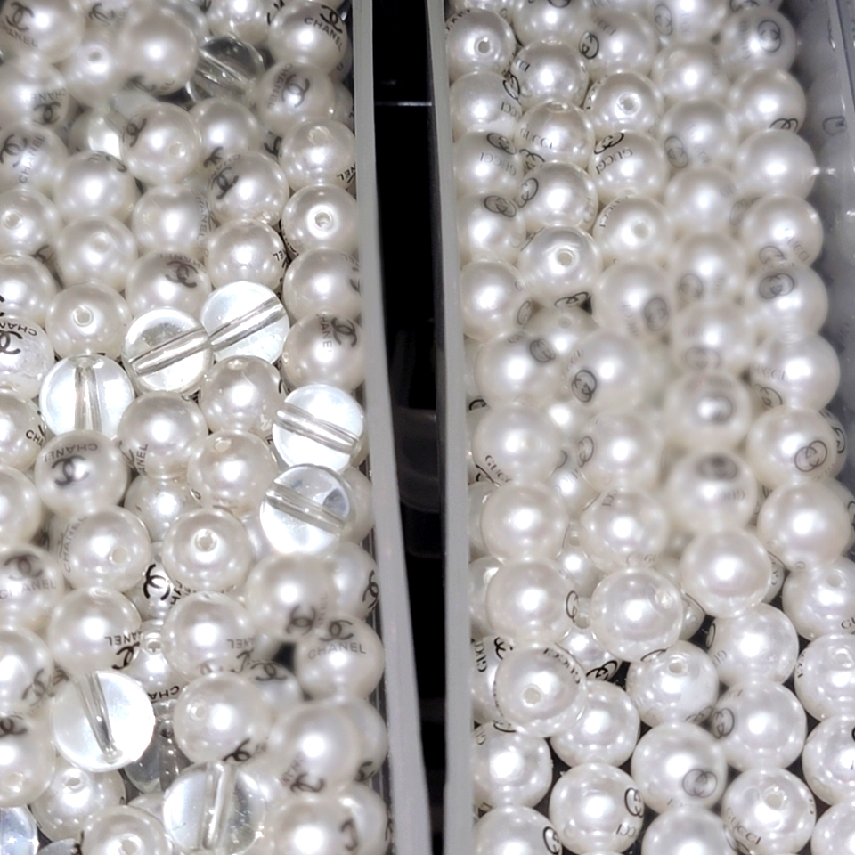 30 White Logo Beads For Jewelry Making